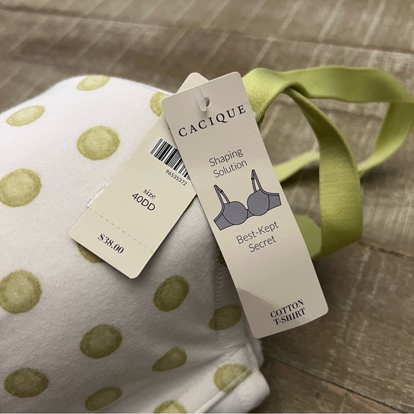 Cacique White and Green Polka Dot Bra - Picture 2 of 5